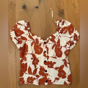 NWT Floral Button-Down Women's Crop Top